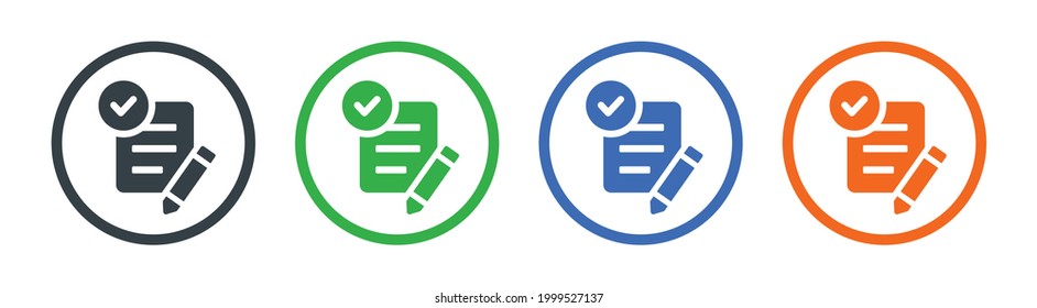 Document with check mark icon symbol. Business contract concept