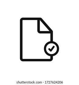 Document with check mark icon vector. Simple outline checked document sign