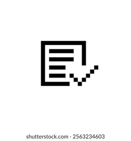 document with check mark logo in pixel style