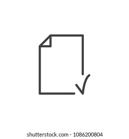 Document check outline icon. linear style sign for mobile concept and web design. File approved simple line vector icon. Symbol, logo illustration. Pixel perfect vector graphics