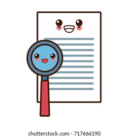 Document check symbol cute kawaii cartoon