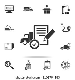 document check truck icon. Detailed set of logistic icons. Premium graphic design. One of the collection icons for websites, web design, mobile app on white background