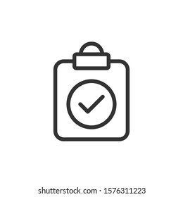 Document checkbox icon in flat style. Test vector illustration on white isolated background. Contract business concept.