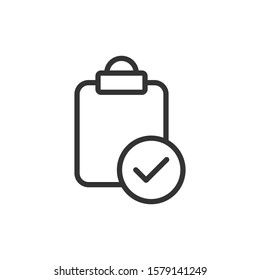 Document checkbox icon in flat style. Test vector illustration on white isolated background. Contract business concept.