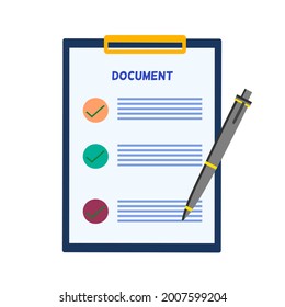 Document with checklist in bullet with pen, business concept, insight information