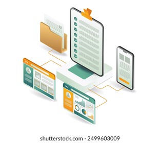 A document checklist displayed on a phone and tablet screen