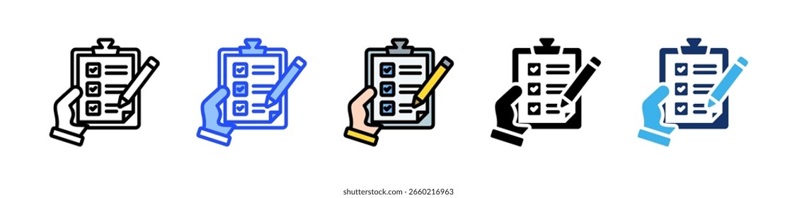 Document Checklist Icon Collection With Multiple Styles