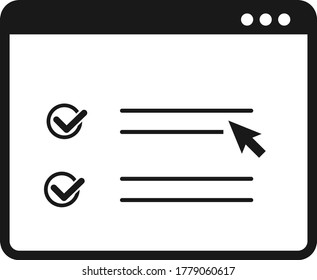 Documento, icono de lista de verificación, rellene un formulario y envíe un icono