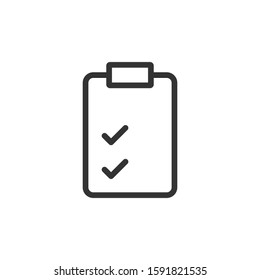 Document checklist icon in flat style. Report vector illustration on white isolated background. Paper sheet business concept.