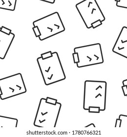 Document checklist icon in flat style. Report vector illustration on white isolated background. Paper sheet seamless pattern business concept.