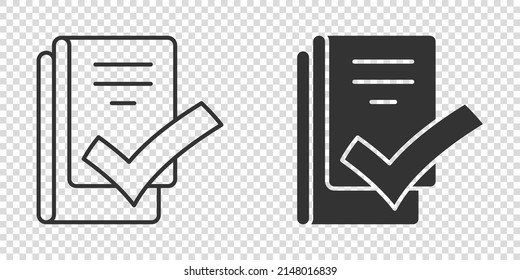 Document checklist icon in flat style. Report vector illustration on white isolated background. Paper sheet business concept.