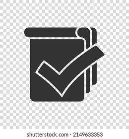 Document checklist icon in flat style. Report vector illustration on white isolated background. Paper sheet business concept.