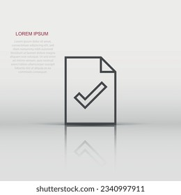 Document checklist icon in flat style. Report vector illustration on white isolated background. Paper sheet business concept.