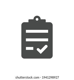 Icono de lista de verificación de documentos aislado en gráfico de vectores en blanco y negro