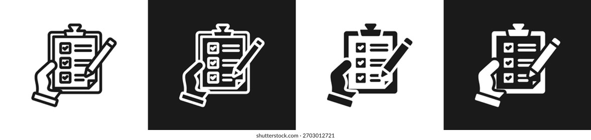 Document Checklist Line N Glyph Icon In White And Black Background