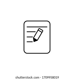 document checklist pencil icon. vector  flat symbol on white background