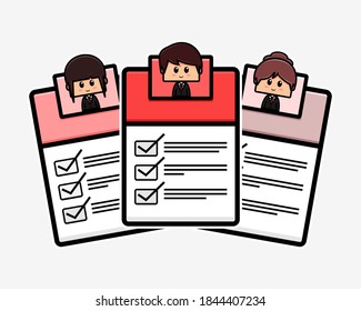 Document checklist with profile cartoon character. Illustration vector