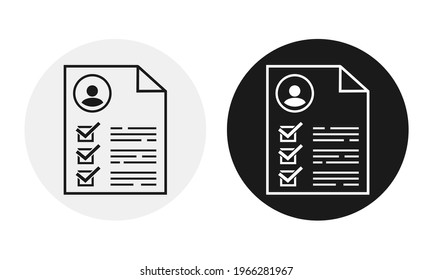 Document checklist with user profile. Curiculum vitae approved sign. Illustration vector