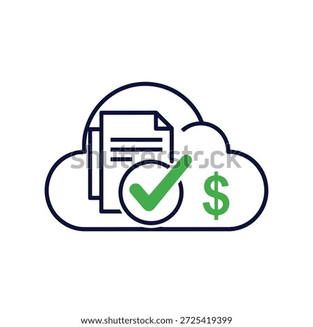 Document with checkmark and dollar sign inside cloud