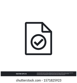 Document and checkmark icon, approved symbol logo template