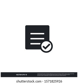 Document and checkmark icon, approved symbol logo template