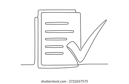 Documentar e marca de verificação linha arte conceito para aprovação e conclusão limpo minimalista design gráfico ilustração