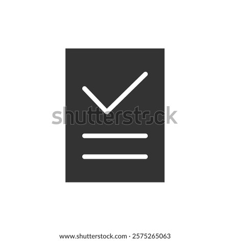 Document with checkmark solid icon. Vector illustration