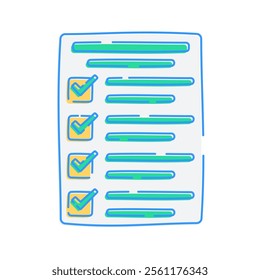 Document with Checkmarks, A document icon with several checkmarks indicating completed tasks.