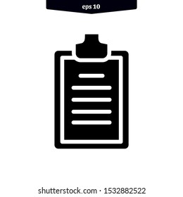Document clip board paper glyph icon vector illustration logo template. eps10