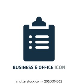 Icono plano del Portapapeles del documento, Icono de negocios y de Office, Para Web, Aplicación Y Presentación. Eps 10