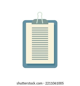 Document clipboard icon. Flat illustration of Document clipboard vector icon isolated on white background