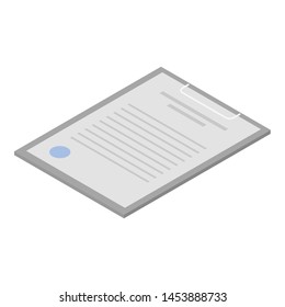 Document clipboard icon. Isometric of document clipboard vector icon for web design isolated on white background