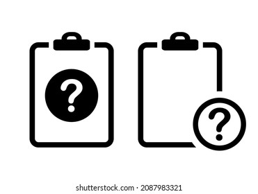 Document clipboard with question mark. Unknown file icon. Illustration vector
