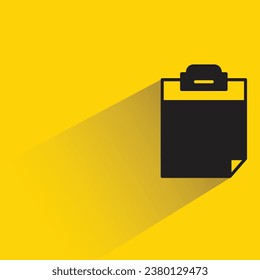 document clipboard with shadow on yellow background