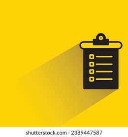 document clipboard with shadow on yellow background