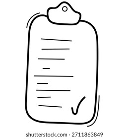 área de transferência de documento, lista de tarefas, ordem, estimativa, marca de trabalho concluída, vetor preto e branco elemento isolado, vetor desenhado à mão elemento isolado, desenhado à mão