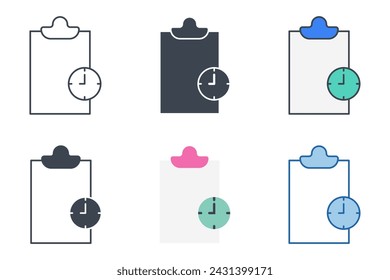 Document with a Clock icon collection with different styles. Documents symbol vector illustration isolated on white background