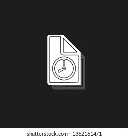 document with clock icon, vector questionnaire illustration - office checklist icon, report
