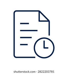 Document and Clock Line Icon History Record and Pending File Symbol