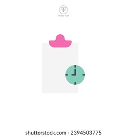 Documento con un reloj. Historial de perfiles. Historial de documentos Icono ilustración vectorial aislada en fondo blanco