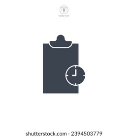 Document with a Clock. Profile history. Document history Icon symbol vector illustration isolated on white background