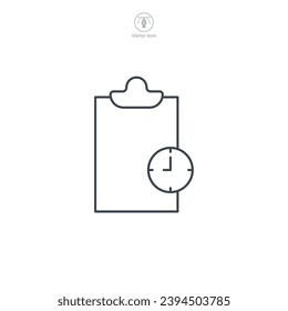 Document with a Clock. Profile history. Document history Icon symbol vector illustration isolated on white background