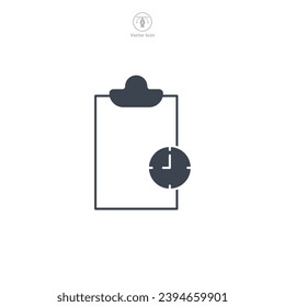 Document with a Clock. Profile history. Document history Icon symbol vector illustration isolated on white background