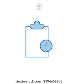 Document with a Clock. Profile history. Document history Icon symbol vector illustration isolated on white background
