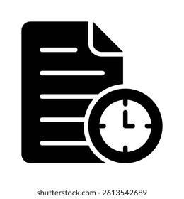 Document and clock symbolizing time tracked file management