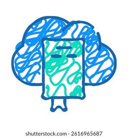 document cloud storage doodle icon sketch vector. document cloud storage sign. isolated symbol illustration