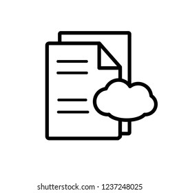 Document cloud storage line icon