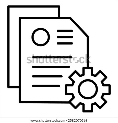 Document Cog Outline Icon Vector Illustration