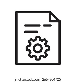 Document Cog Vector Outline Icon. EPS 10 File 