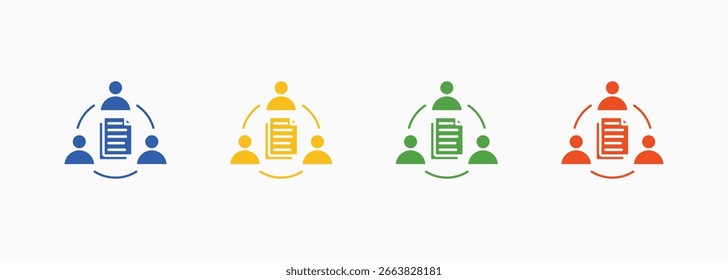 Colaboração de Documentos Ícone Definir Cor Coleção de Vários Estilos